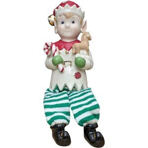 Lenox Christmas Elf Figurine Shelf Sitter Holiday Candy Cane Striped Whimsical